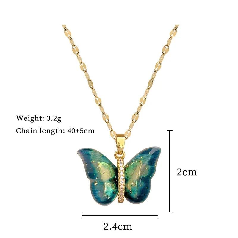 Butterfly Pendant Necklace Stylish Golden Necklace Anti Tarnish