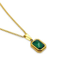 Gold Plated Emerald Green Stone Pendant Necklace