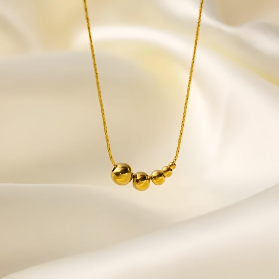 Gold Plated Ball Pendant Necklace Minimalist Dainty Chain