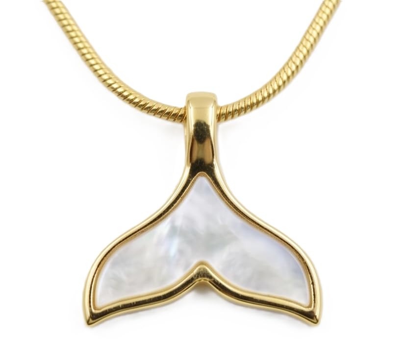 Whale Tail Necklace Waterproof Anti-Tarnish Gold Mermaid Tail Pendant