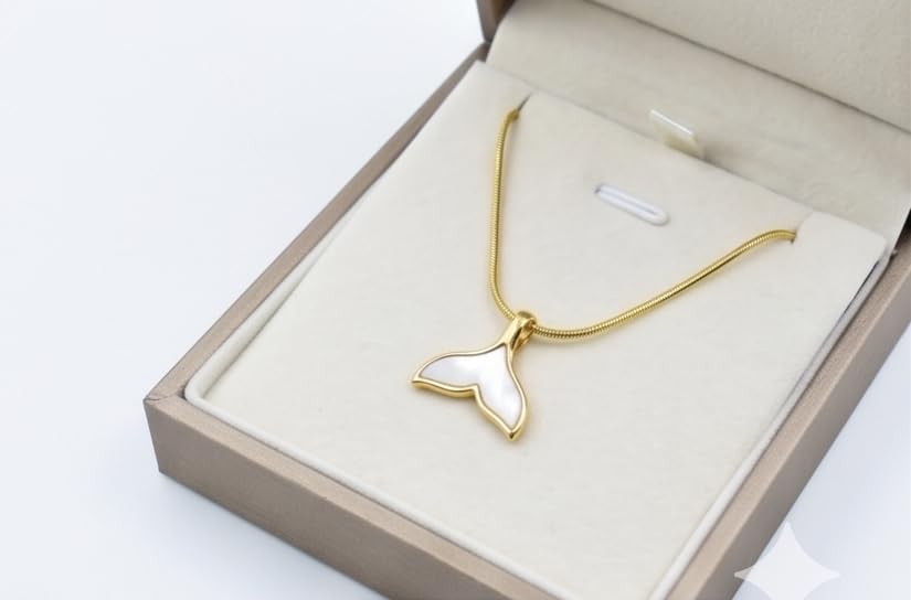 Whale Tail Necklace Waterproof Anti-Tarnish Gold Mermaid Tail Pendant