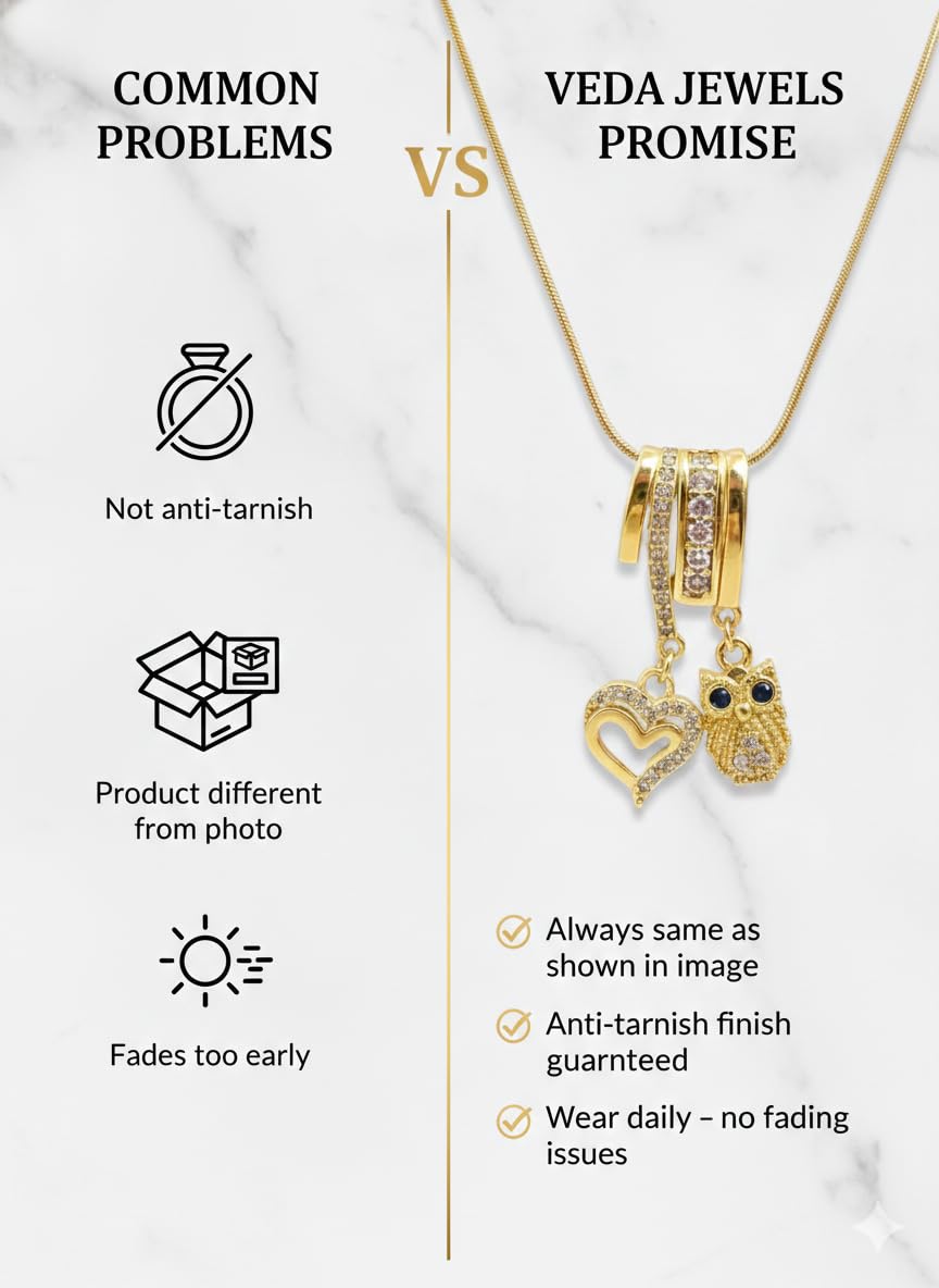 Anti Tarnish Trendy Gold Plated Pendant Crystal Heart & Owl Necklace
