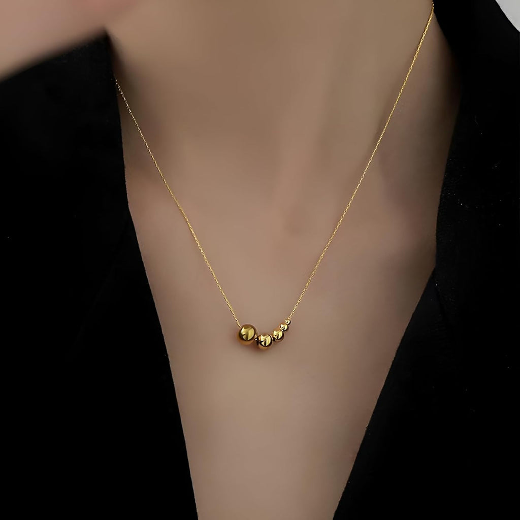 Gold Plated Ball Pendant Necklace Minimalist Dainty Chain