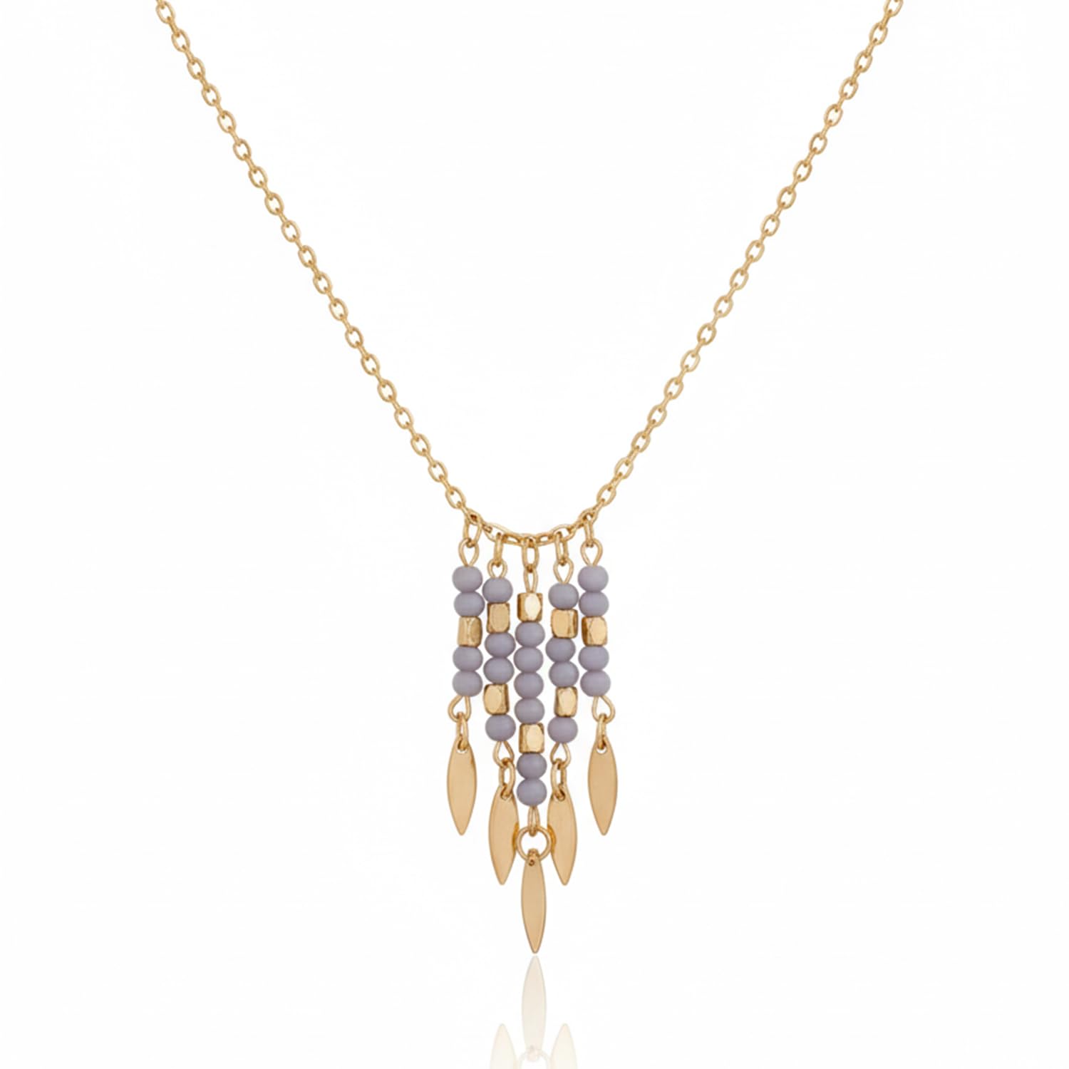 Charm Necklace for Women | Beads and Dangling Leaf Pendant