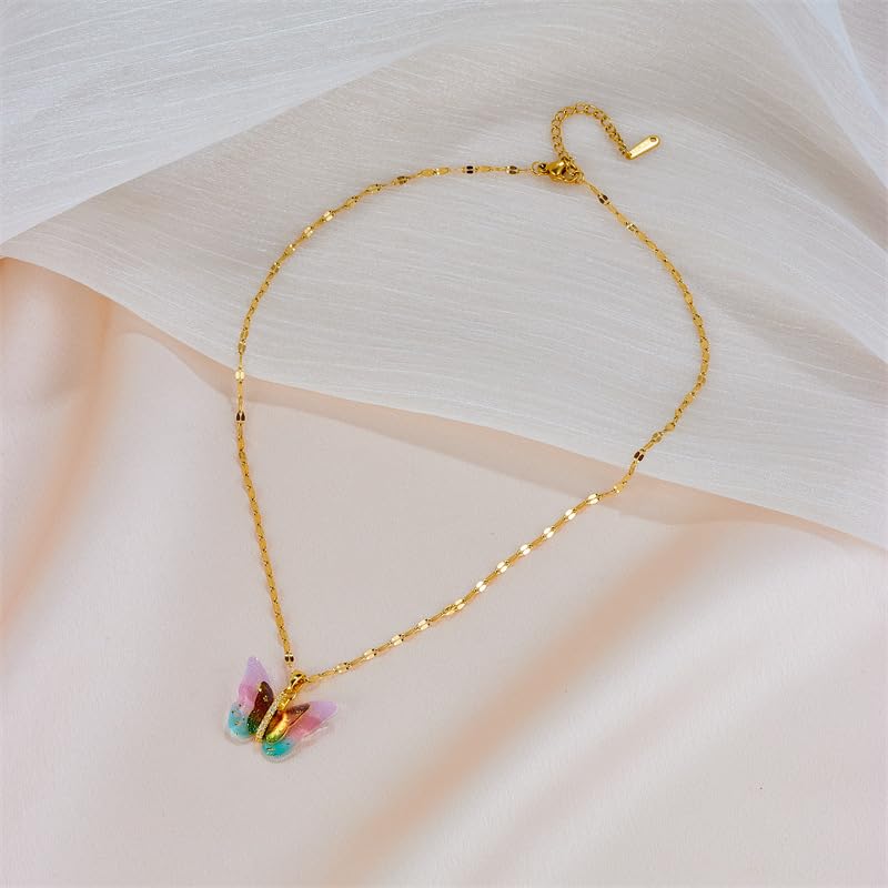 Butterfly Pendant Necklace Stylish Golden Necklace Anti Tarnish