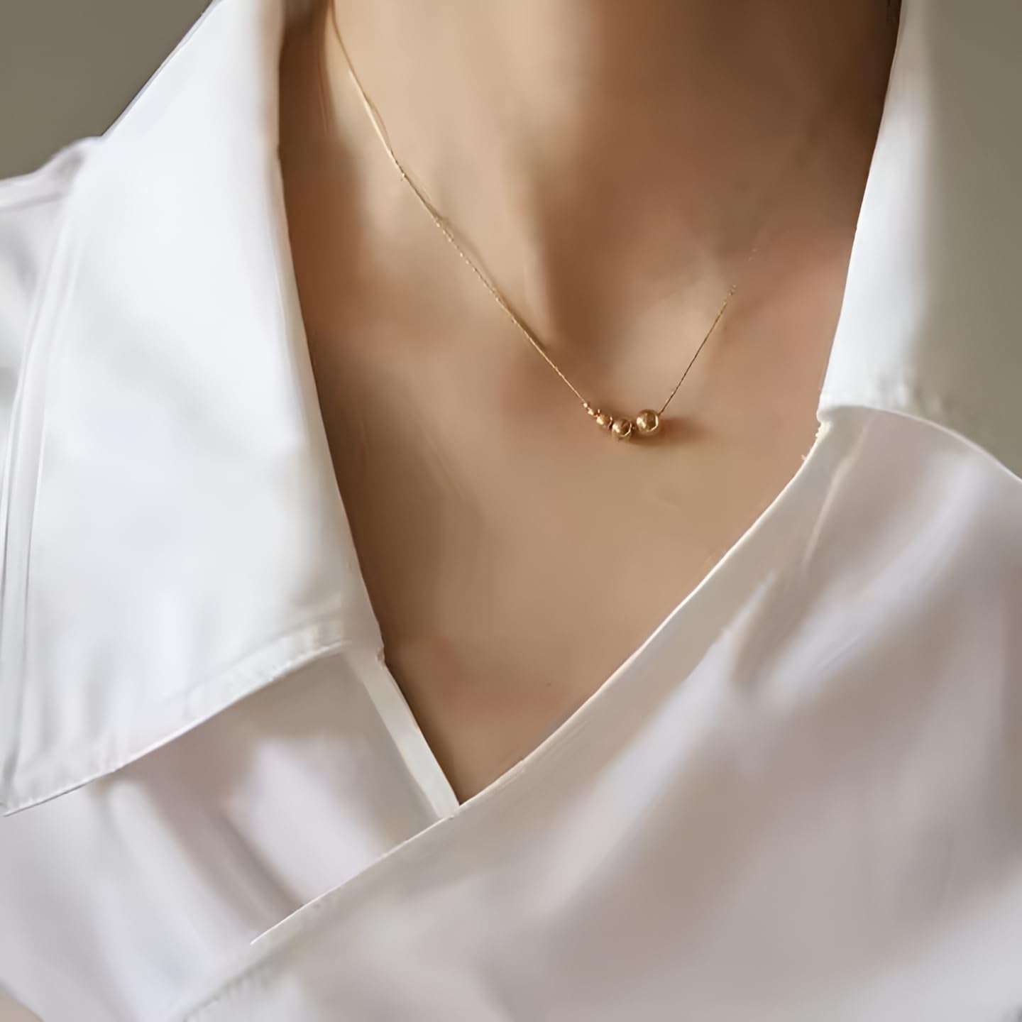 Gold Plated Ball Pendant Necklace Minimalist Dainty Chain