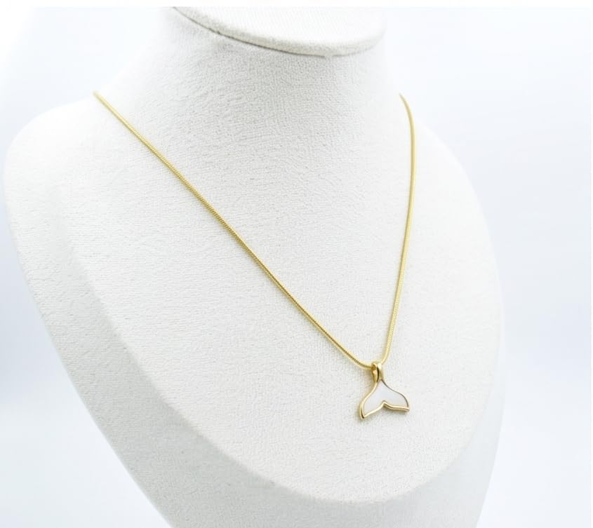 Whale Tail Necklace Waterproof Anti-Tarnish Gold Mermaid Tail Pendant