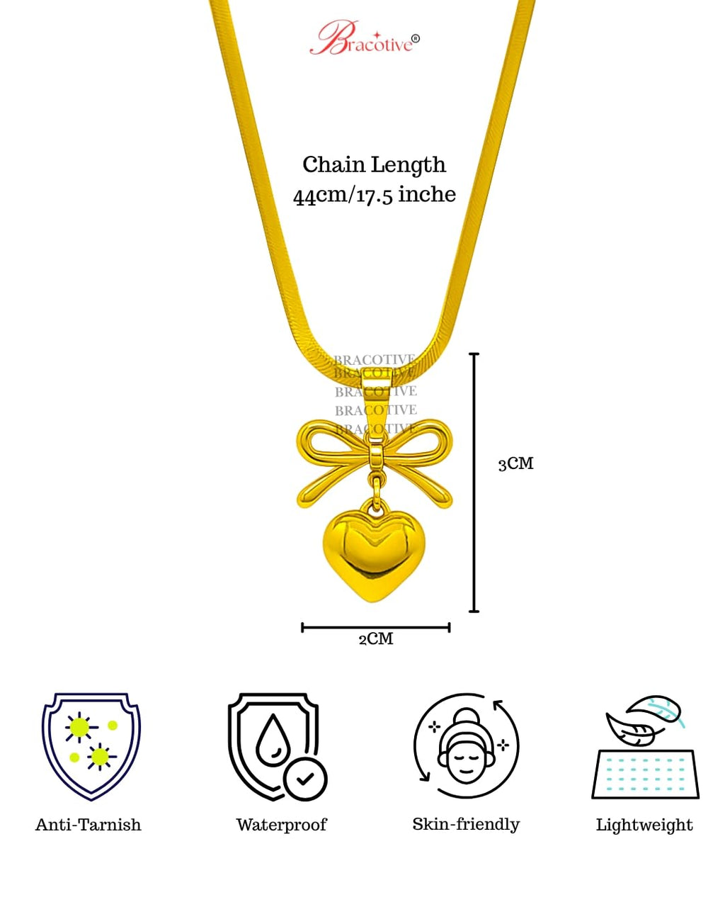 Skin-Friendly Golden Heart Necklace For Women