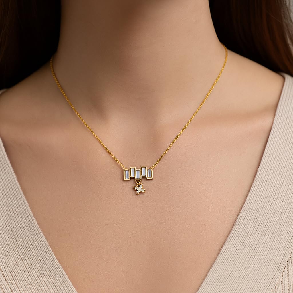Stylish 18K Gold Plated Necklace Set Anti Tarnish