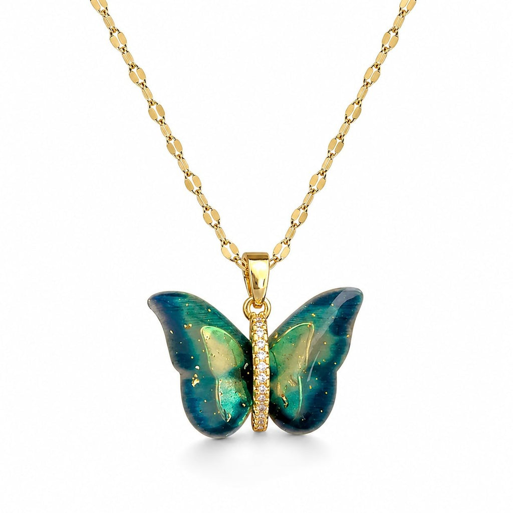 Butterfly Pendant Necklace Stylish Golden Necklace Anti Tarnish