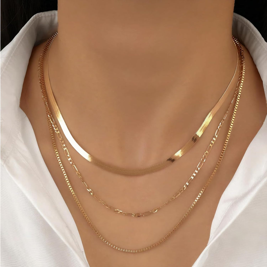 14K gold-plated necklace for ladies long necklace with adjustable multiple layers
