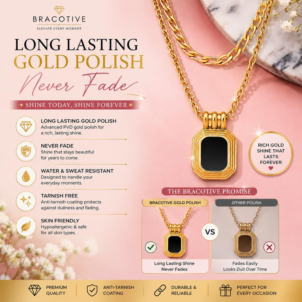 Double Layer Chain Pendant Necklace Gold Plated Gift Box