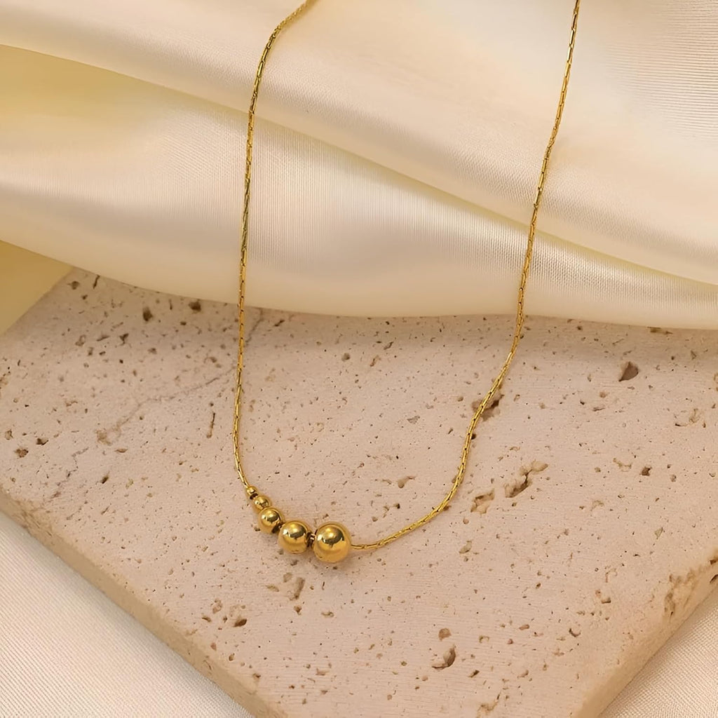 Gold Plated Ball Pendant Necklace Minimalist Dainty Chain
