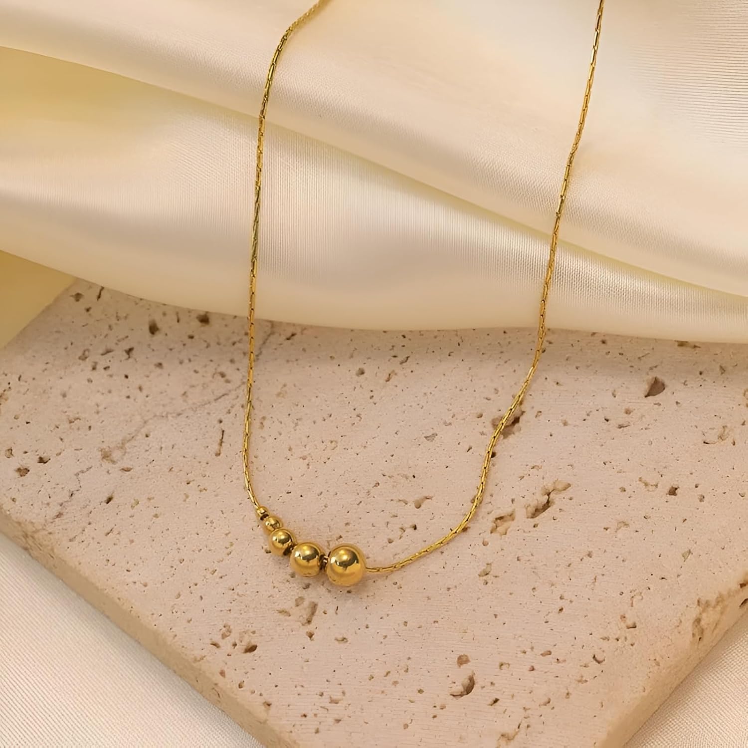 Gold Plated Ball Pendant Necklace Minimalist Dainty Chain