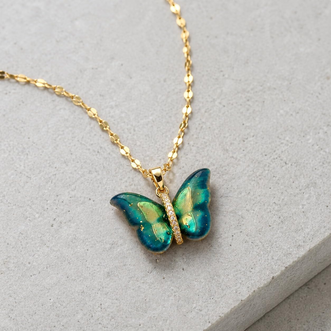 Butterfly Pendant Necklace Stylish Golden Necklace Anti Tarnish