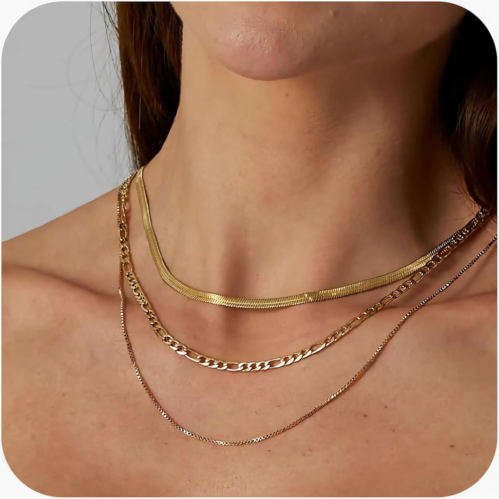 14K gold-plated necklace for ladies long necklace with adjustable multiple layers