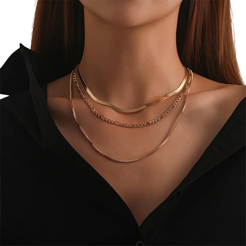 14K gold-plated necklace for ladies long necklace with adjustable multiple layers
