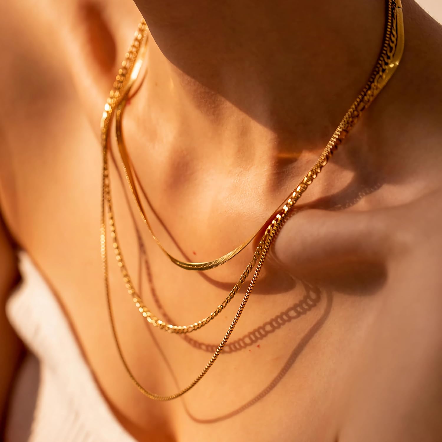 14K gold-plated necklace for ladies long necklace with adjustable multiple layers