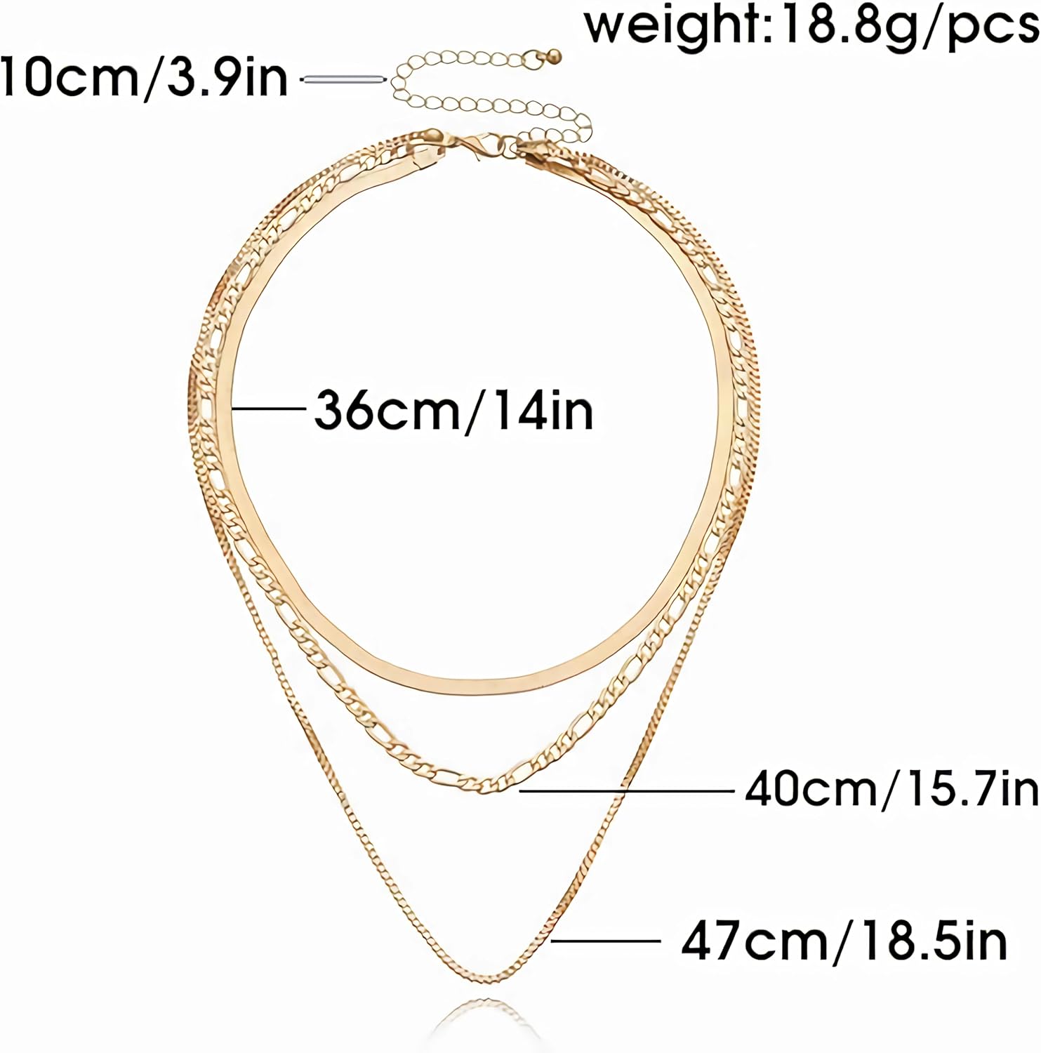 14K gold-plated necklace for ladies long necklace with adjustable multiple layers