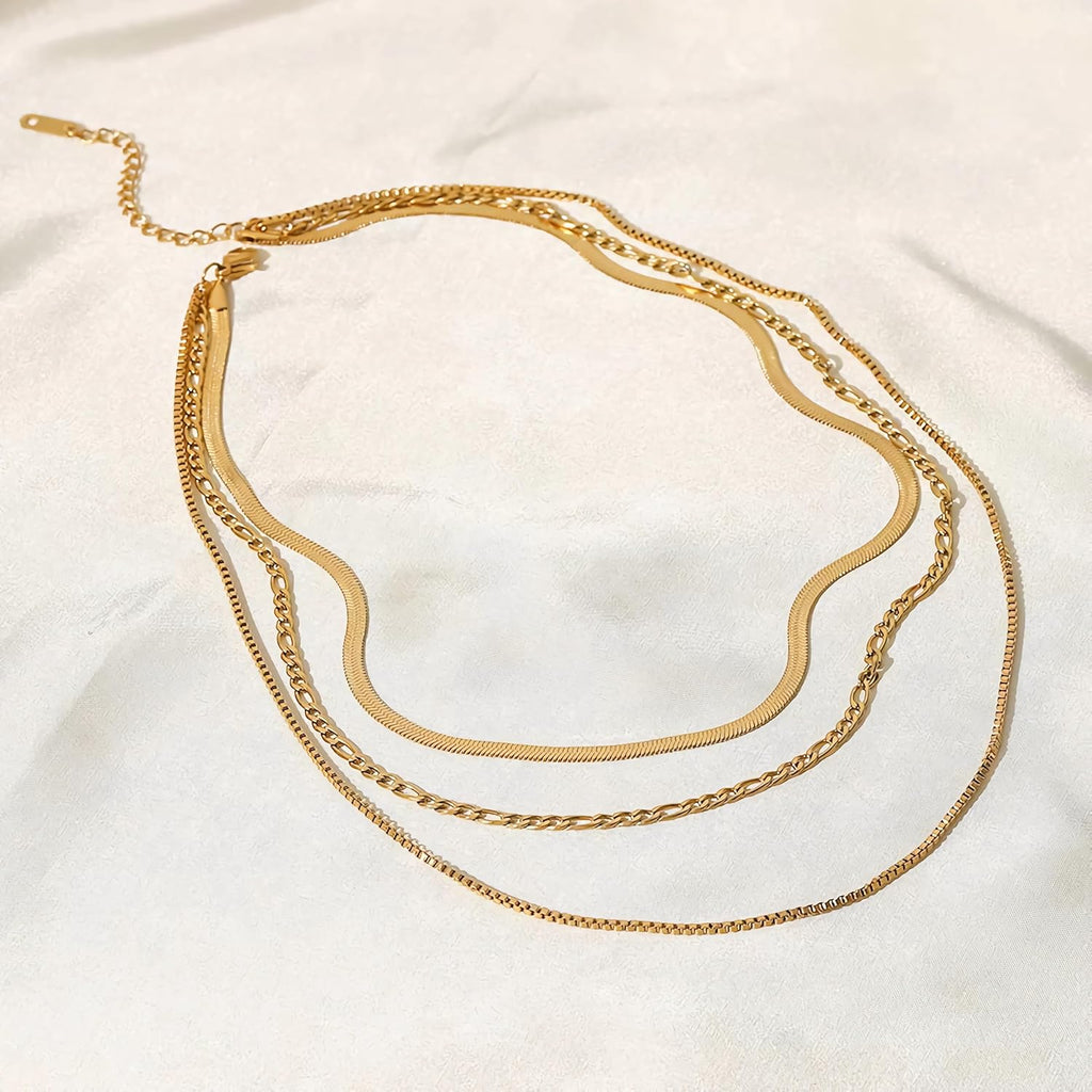 14K gold-plated necklace for ladies long necklace with adjustable multiple layers