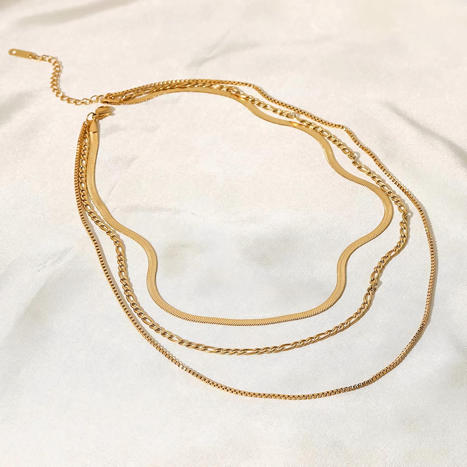 14K gold-plated necklace for ladies long necklace with adjustable multiple layers