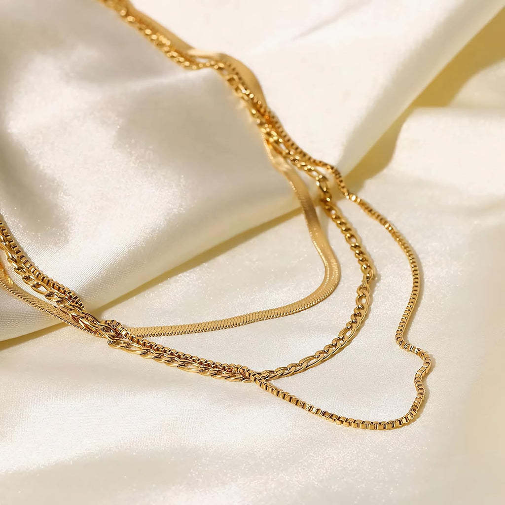 14K gold-plated necklace for ladies long necklace with adjustable multiple layers