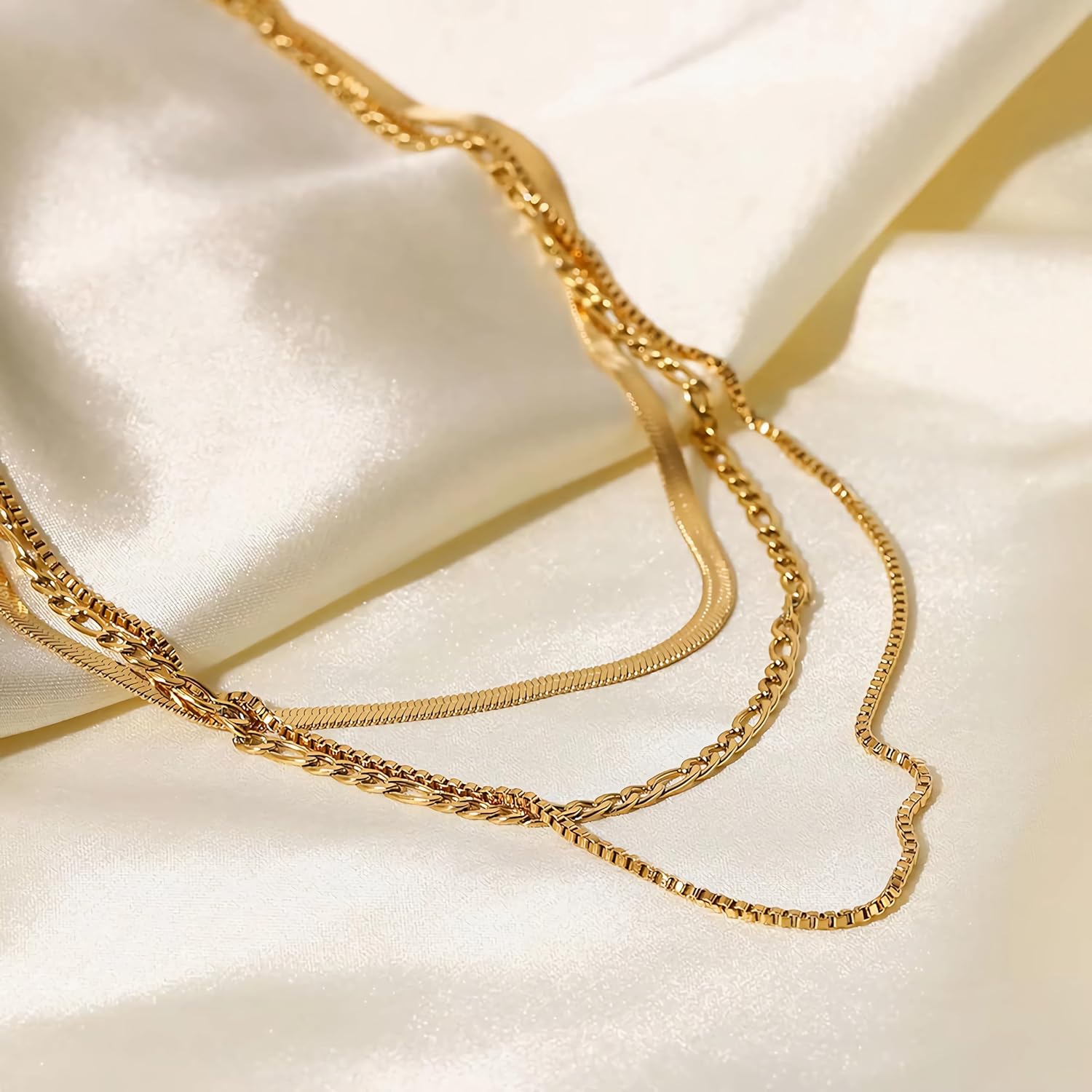 14K gold-plated necklace for ladies long necklace with adjustable multiple layers