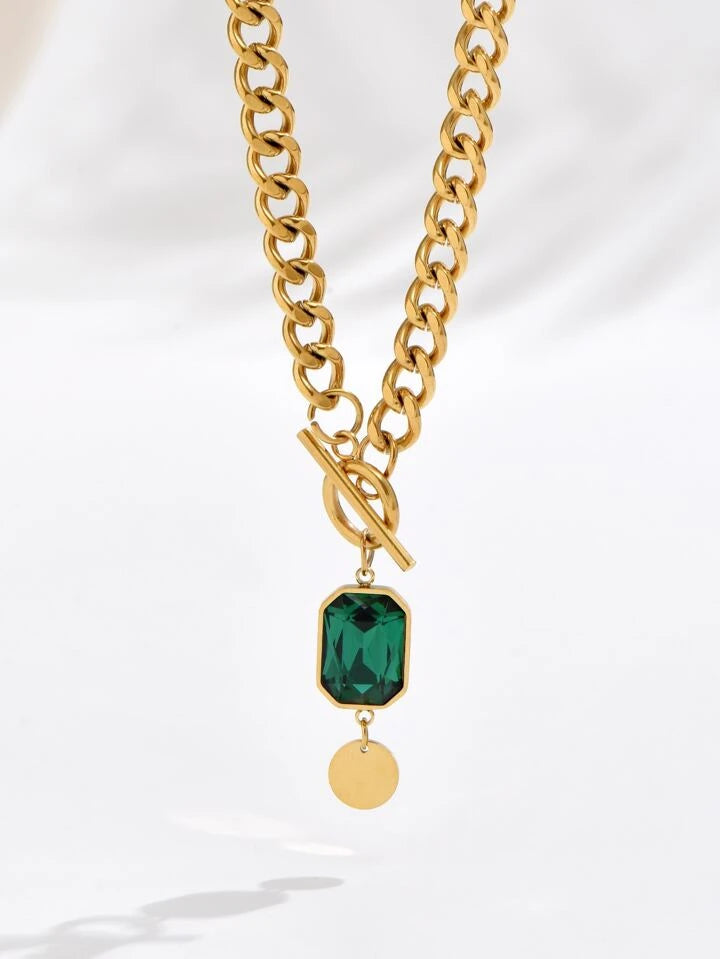 Cubic Zirconia OT Buckle Necklace Premium Look