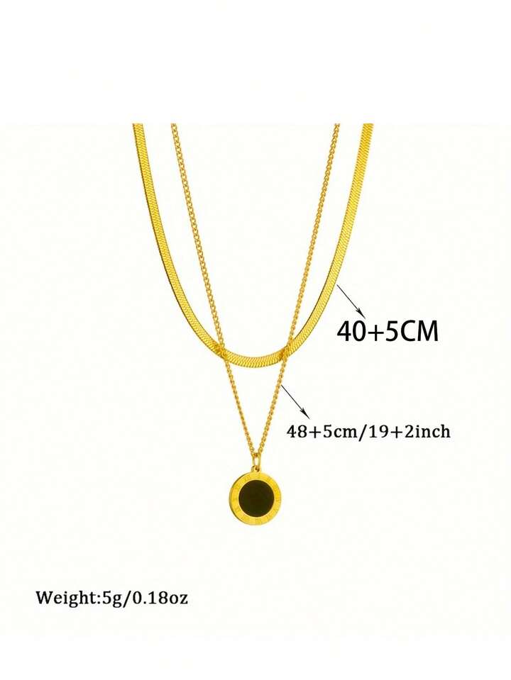 2-Piece Roman Coin Pendant Necklace Set