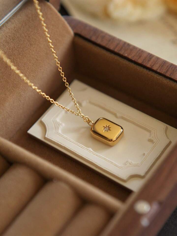 Elegant Octagram Gemstone Necklace Anti Tarnish