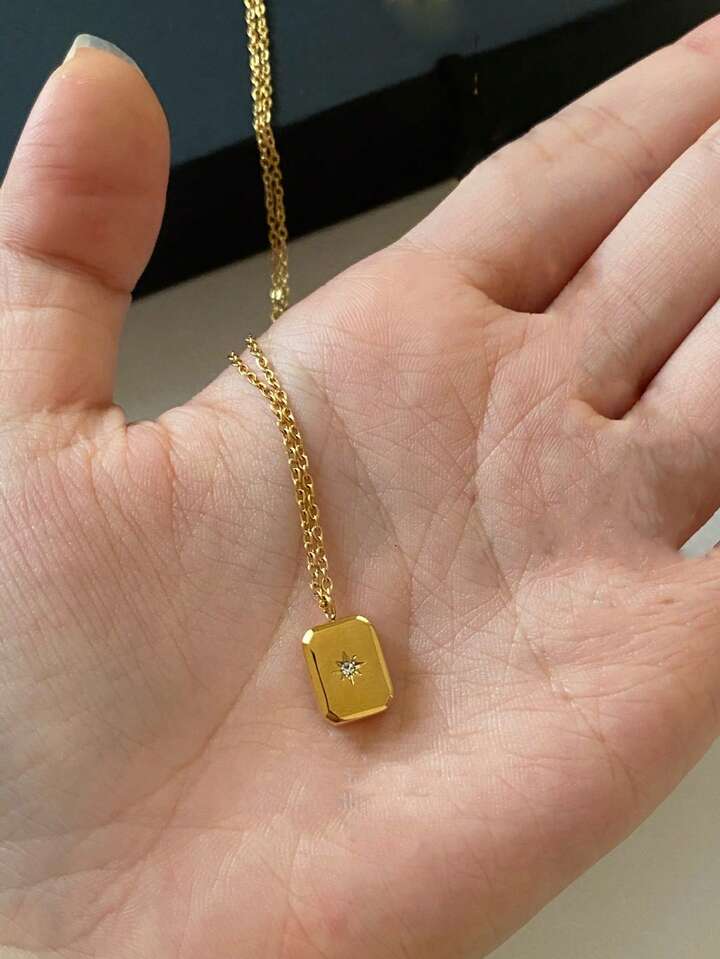 Elegant Octagram Gemstone Necklace Anti Tarnish