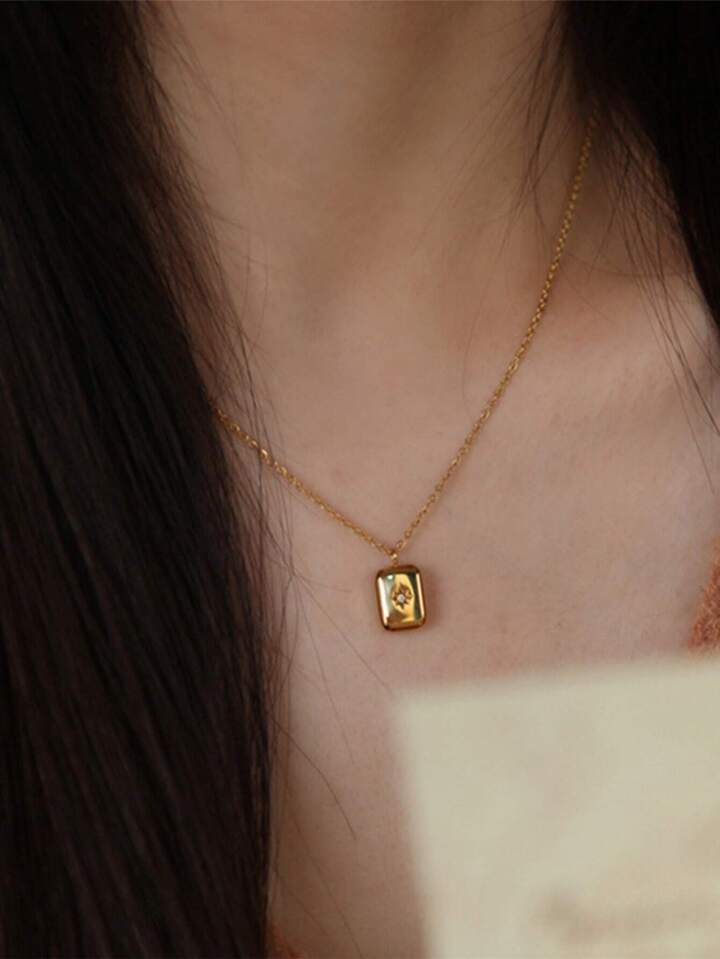 Elegant Octagram Gemstone Necklace Anti Tarnish