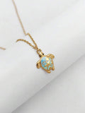 Bohemian Blue Turtle Pendant Necklace – 18K Gold Plated