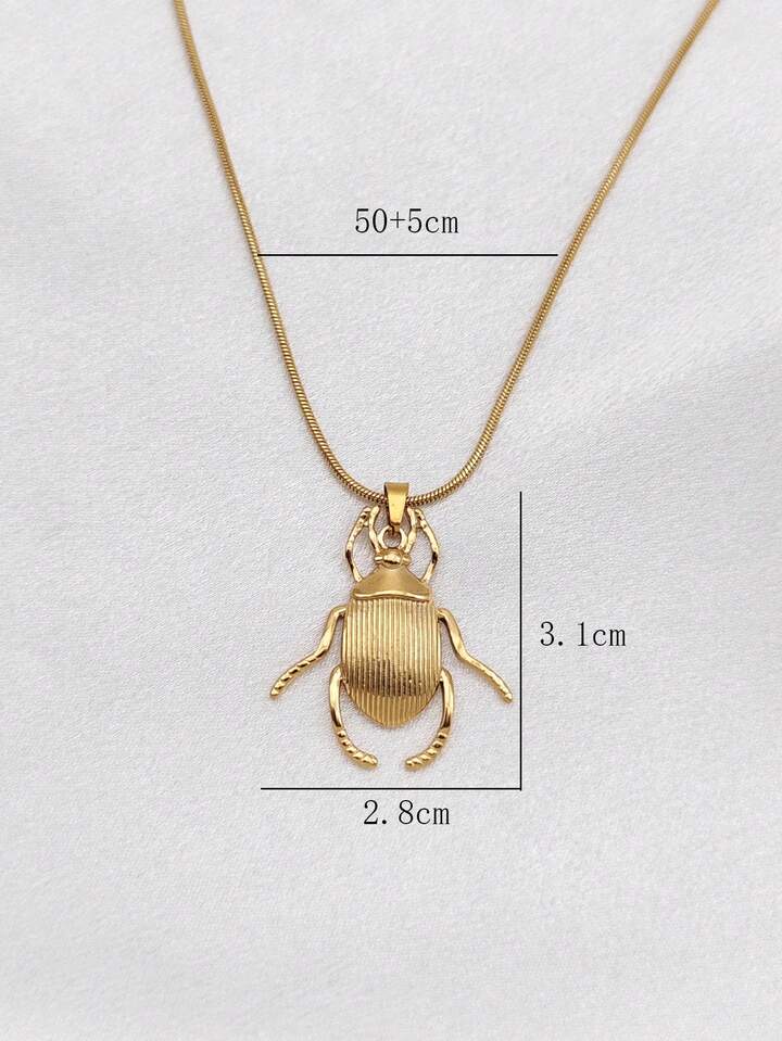 18K Gold Plated Beetle Pendant Necklace