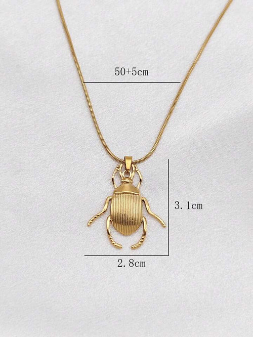 18K Gold Plated Beetle Pendant Necklace