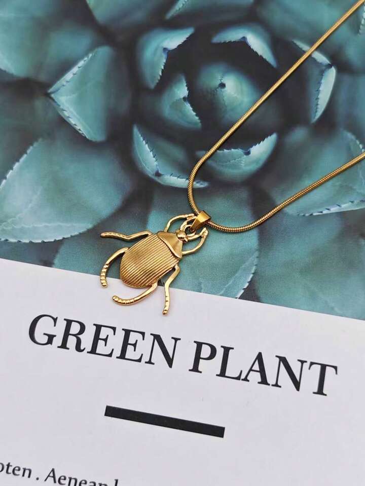 18K Gold Plated Beetle Pendant Necklace