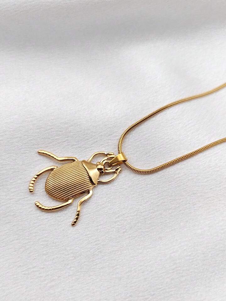 18K Gold Plated Beetle Pendant Necklace