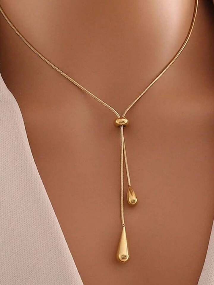 Retro Water Drop Pendant Necklace – Minimalist Jewelry