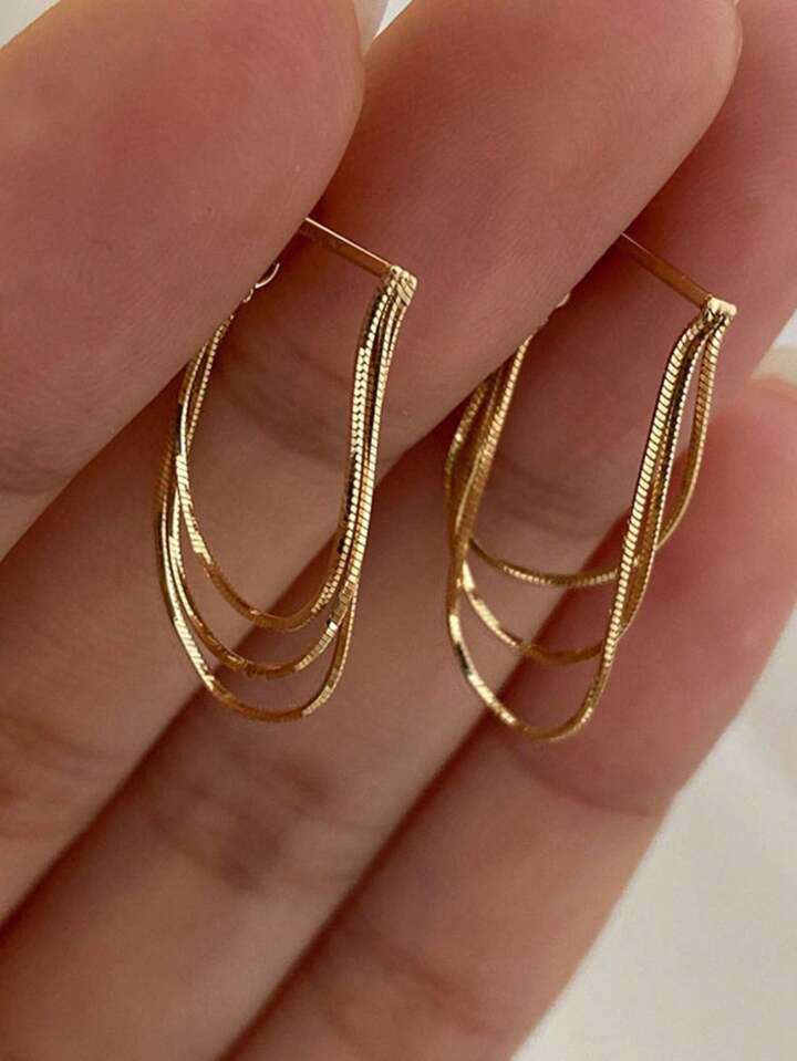 European-American Fashion Style Metal Chain Earrings