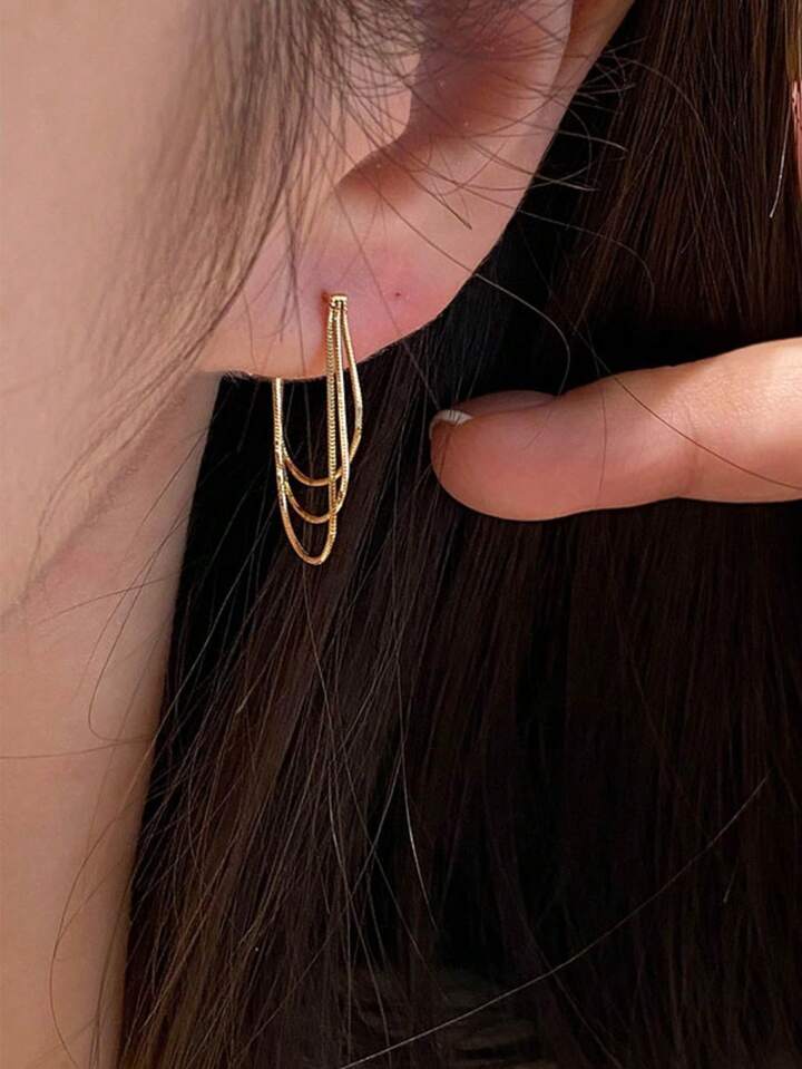 European-American Fashion Style Metal Chain Earrings