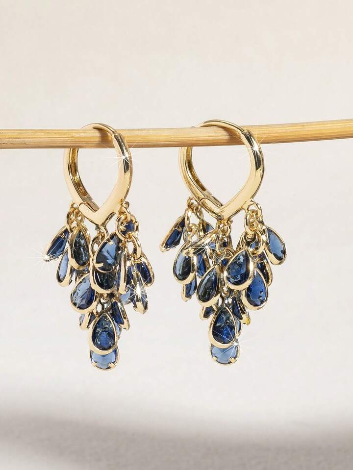 Elegant Zirconia Water-drop Hoop Earrings