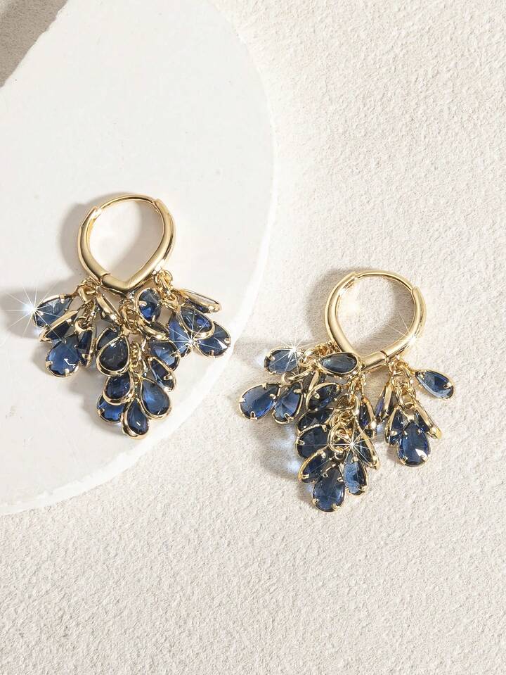 Elegant Zirconia Water-drop Hoop Earrings