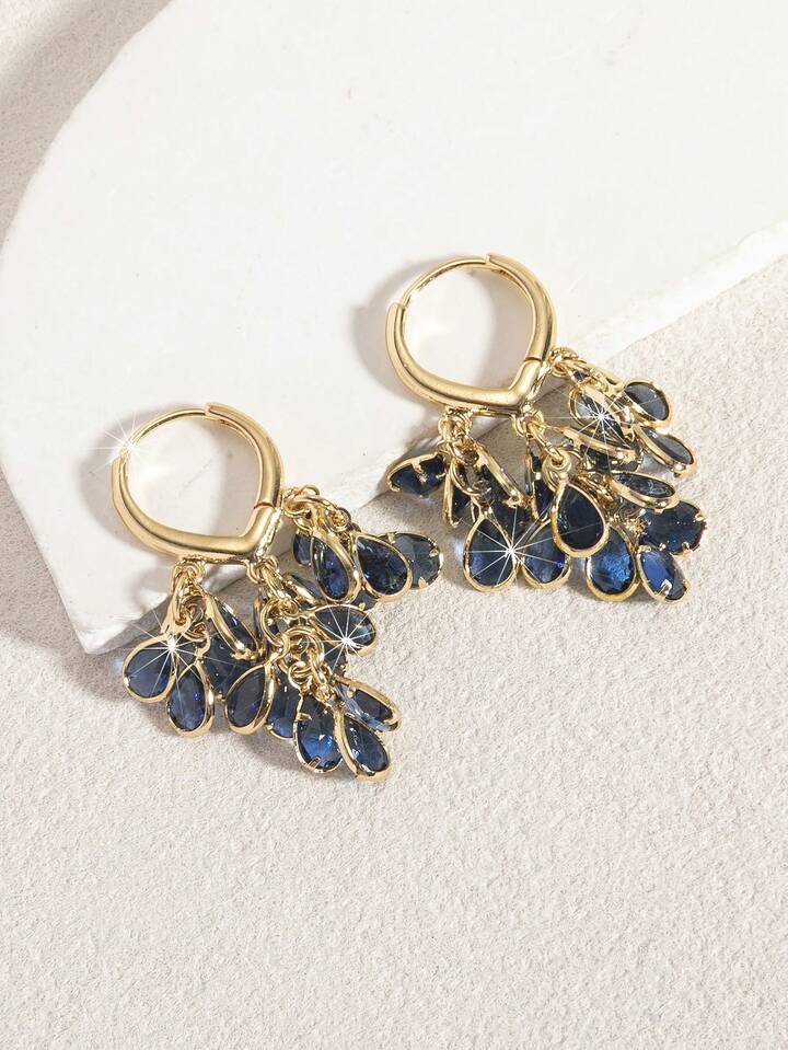 Elegant Zirconia Water-drop Hoop Earrings