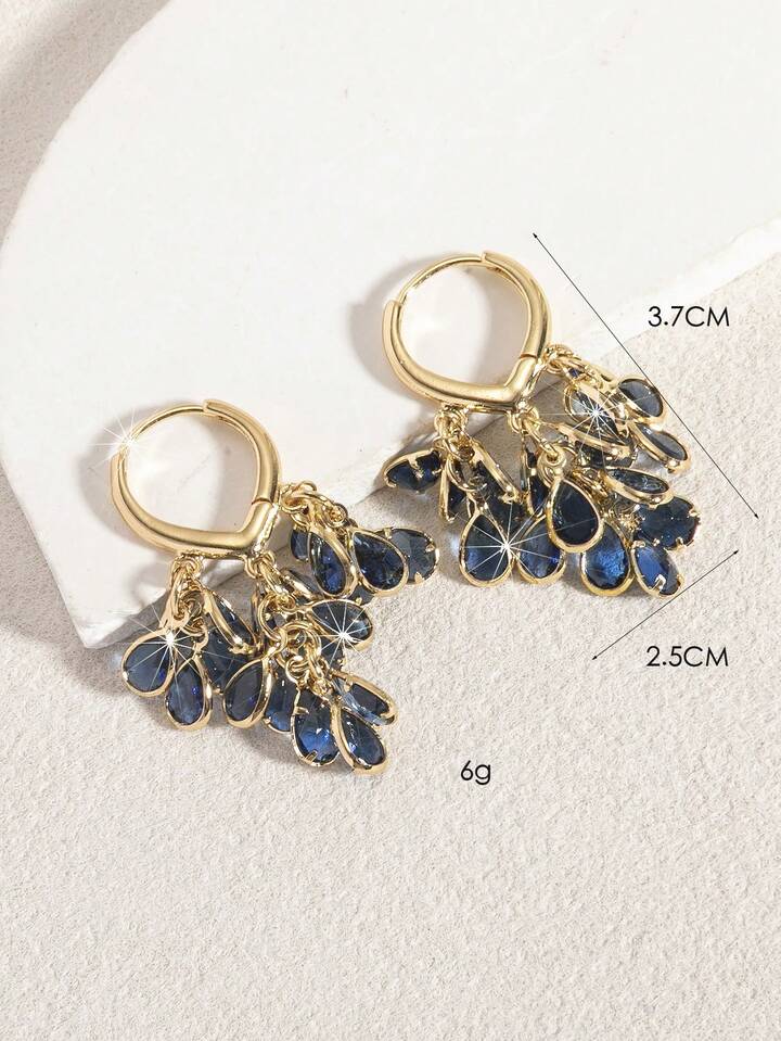 Elegant Zirconia Water-drop Hoop Earrings