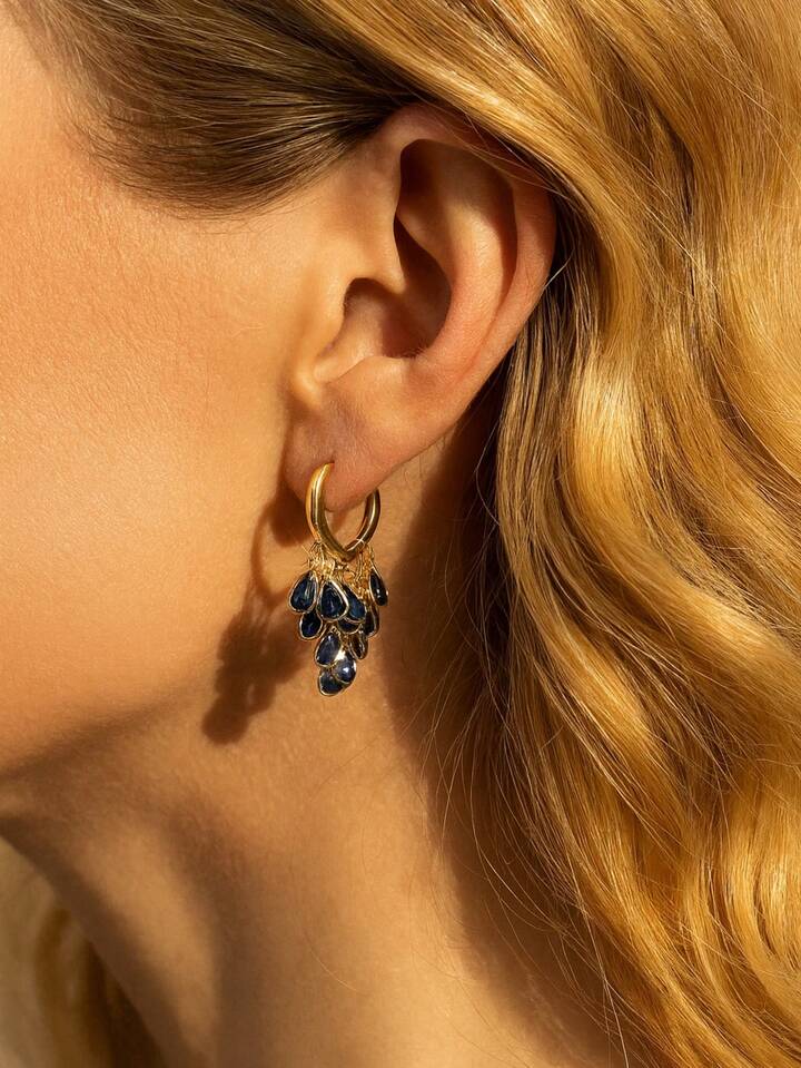 Elegant Zirconia Water-drop Hoop Earrings