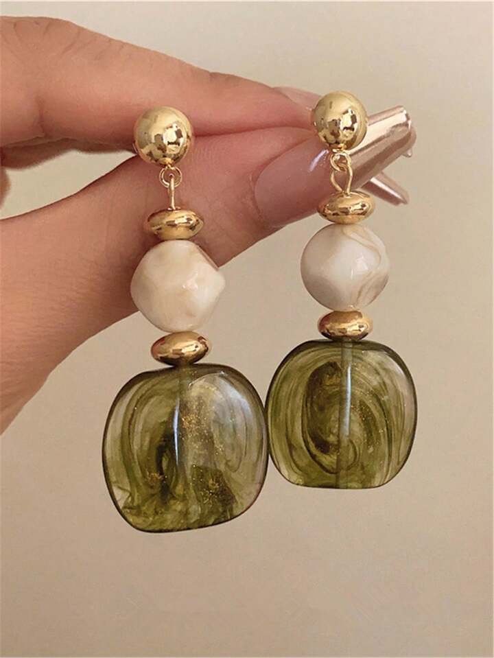 Vintage-Inspired Asymmetrical Tie-Dye Earrings