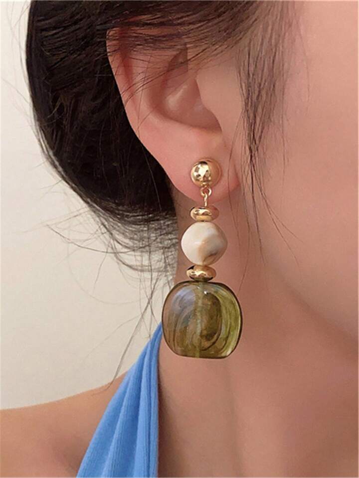 Vintage-Inspired Asymmetrical Tie-Dye Earrings