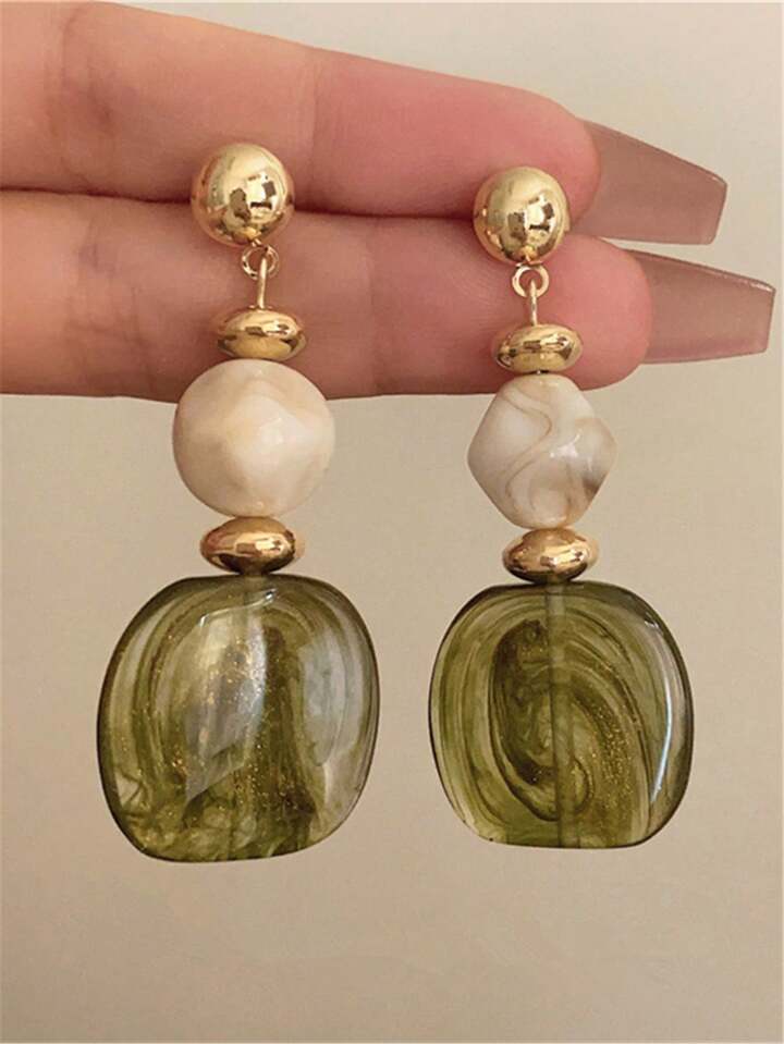 Vintage-Inspired Asymmetrical Tie-Dye Earrings