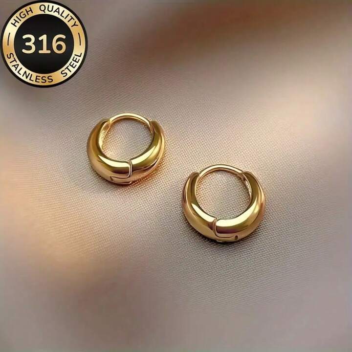 18K Gold Plated French Hoop Earrings