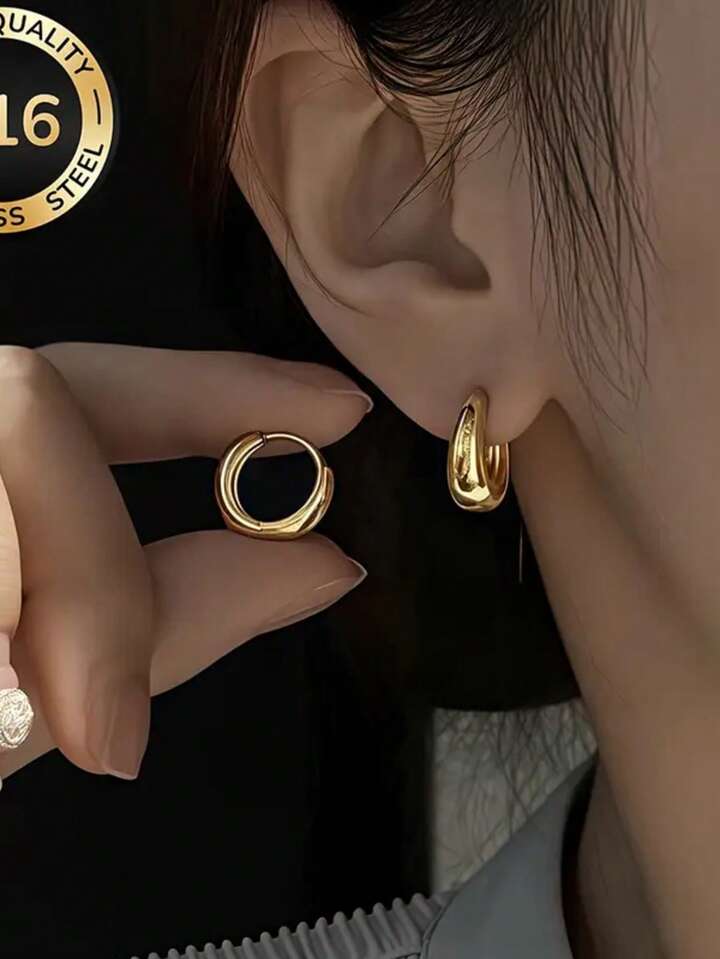 18K Gold Plated French Hoop Earrings